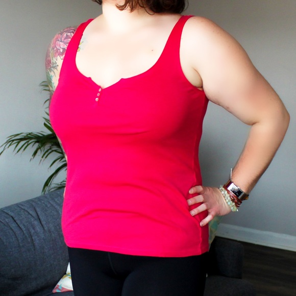 Fuschia Pink Tank with Buttons - Picture 1 of 5